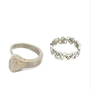 Elegant Silver Heart Ring Set